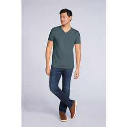 TEE SHIRT COL V MANCHES COURTES COULEUR
