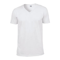 TEE SHIRT MANCHES COURTES COL V BLANC